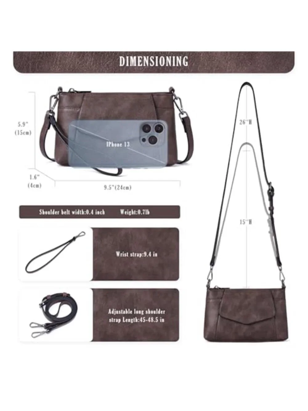 Womens Vegan Leather Crossbody Phone Bag Wristlet Clutch Purse Small Handbag